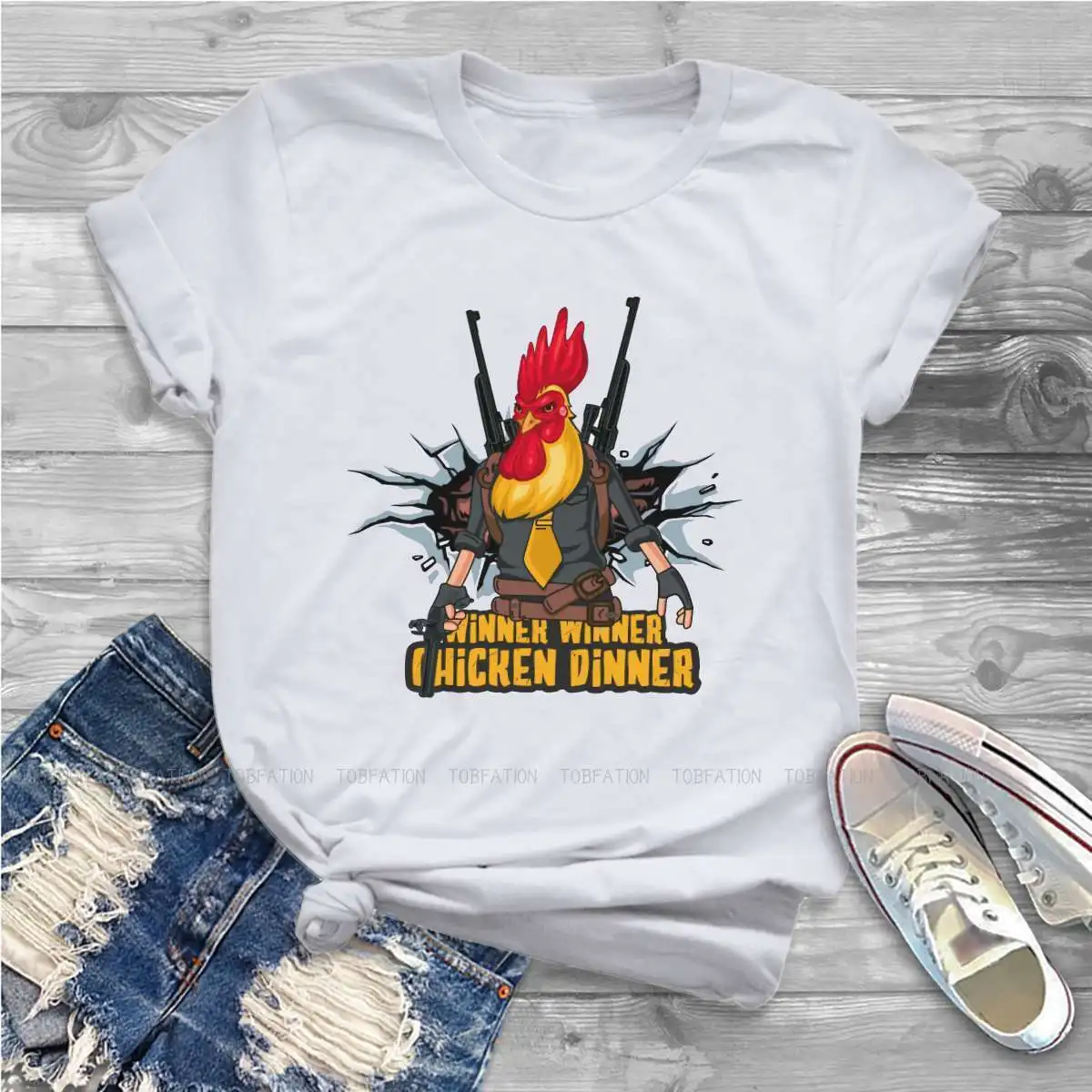 

PUBG WINNER WINNER CHICKEN DINNER Women Tshirts PlayerUnknown's Battlegrounds Female Clothing Large Cotton Graphic Clothes
