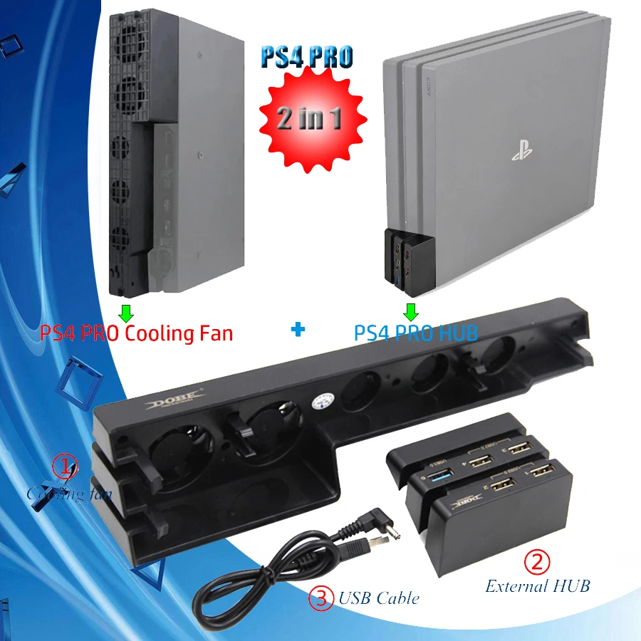 2 в 1 PS4 PRO Mulitfunction охлаждающий вентилятор и 5 внешних usb-концентратор для sony Playstation 4 PS4 Pro игры консольные аксессуары