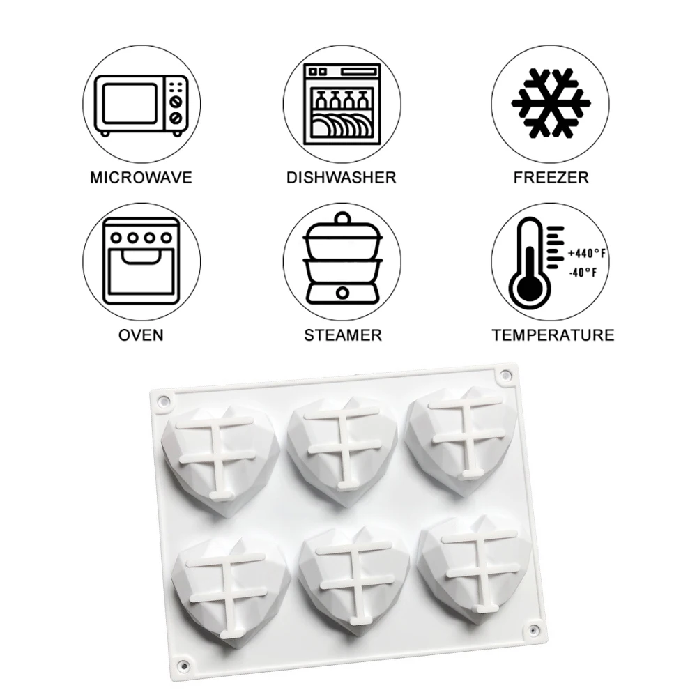 

Silicone Cake Mold 3D Diamond Love Heart Shape Mold Mousse Chocolate Cookie Baking Decorating Tool DIY Baking Moulds cake mold