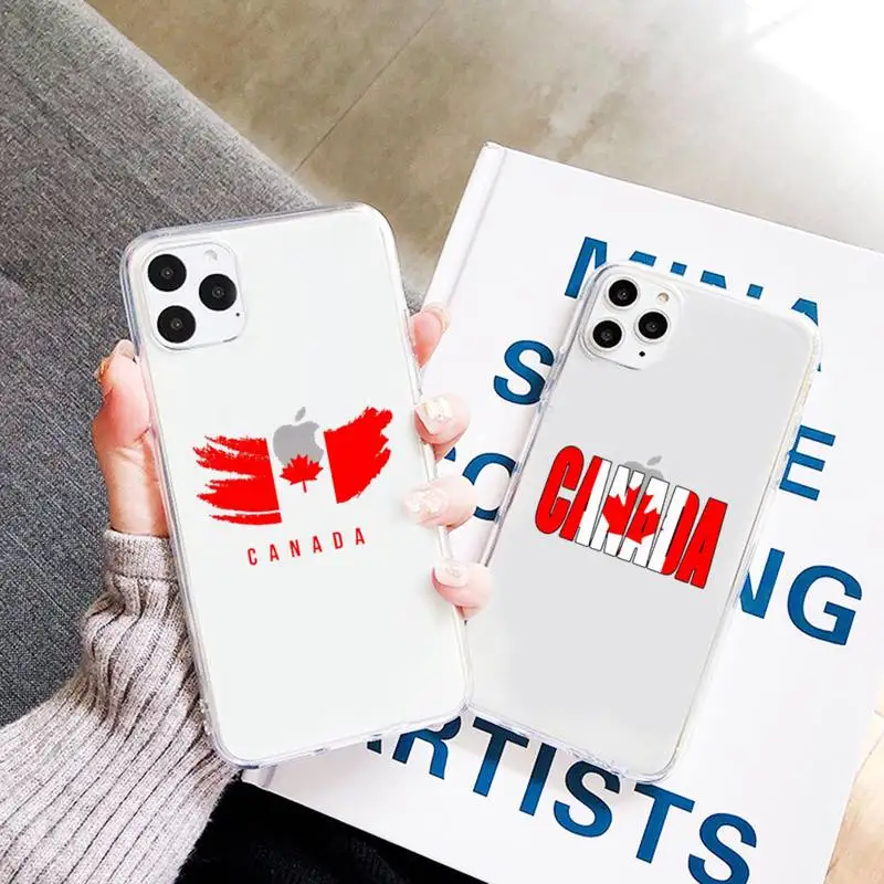

Canadian National flag Phone Case Transparent for iPhone 7 8 11 12 13 mini pro X XS XR MAX Plus