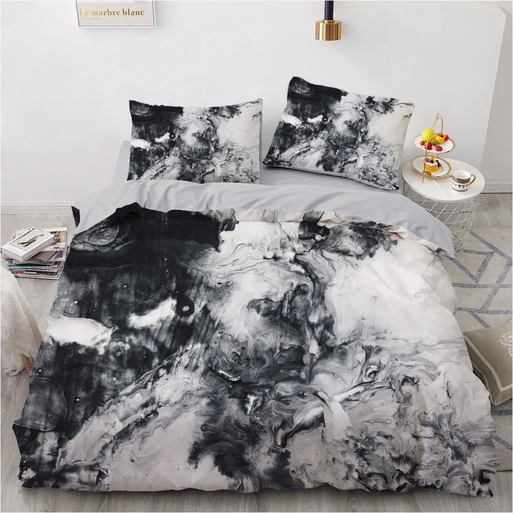 Simple Bedding Sets 3D Marbling Duvet Quilt Cover Set Comforter Bed Linen Pillowcase King Queen Full Double Home Texitle | Дом и сад