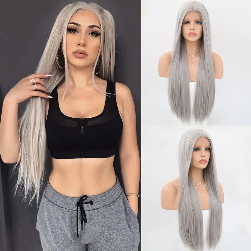 Charisma 26 дюймов длинные шелковистые прямые волосы серебристо серые синтетические