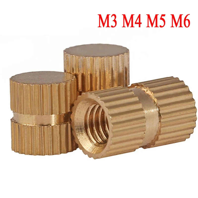

25pcs M3 M4 M5 M6 Type B Solid Brass Coppers Injection Molding Knurl Thread Insert Nut Embedded Nutsert Single Pass Blind Hole