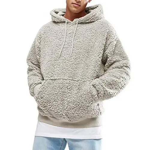 

Winter Men Warm Faux Fur Teddy Bear Hoodie Hooded Sweatshirt Top Pullover Casual Men Hooded Baggy Sweatshirt Fleece Coat Putwear