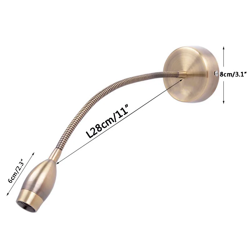 

3W Flexible Led Wall Light Fixtures Sconce Led Wall Lamps for Reading Bedroom Light AC90-260V Vintage Bronze Murale Luminaire