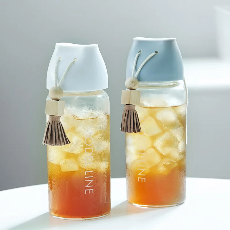 400 мл деревянный шар бахромой Стекло портативные бутылки для воды бытовой сок