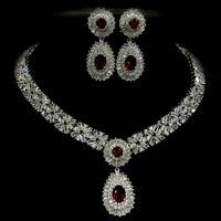high quality african cz beads big red green blue cubic zirconia luxury women jewelry sets for evening party