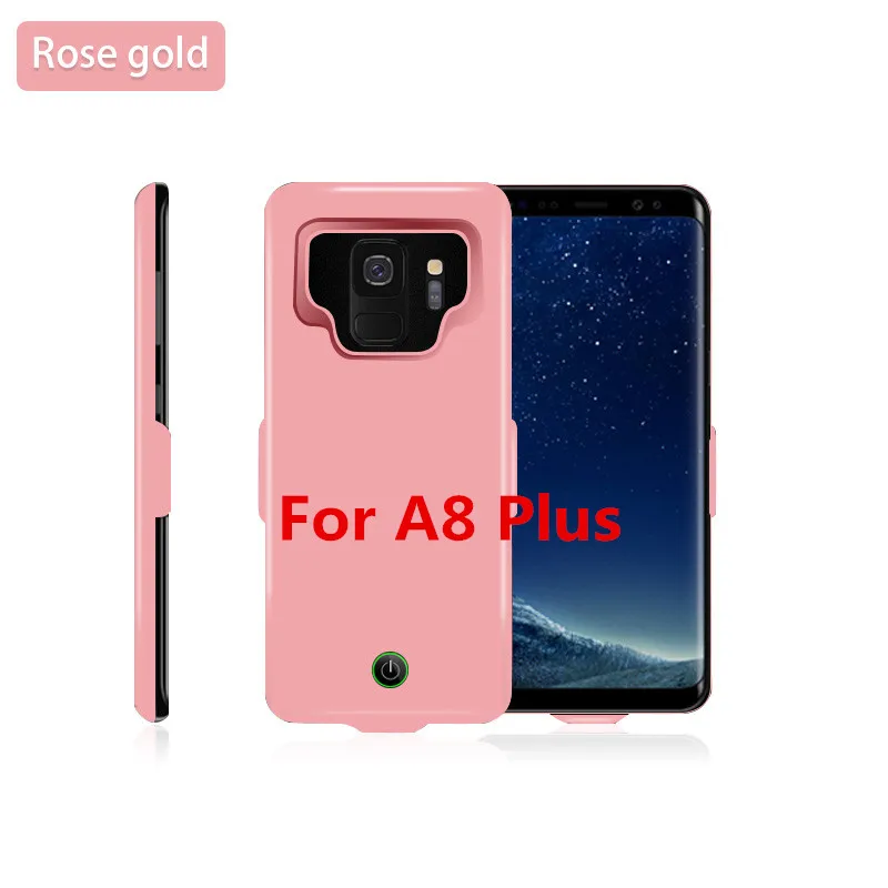Rosy For A8 Plus 7000 мА/ч, Мощность банк чехол для телефона Зарядное устройство для samsung Galaxy S9 S9 A8 Батарея Зарядное устройство чехол Мощность чехол для samsung S9 S8 A8 плюс - Цвет: Rosy For A8 Plus