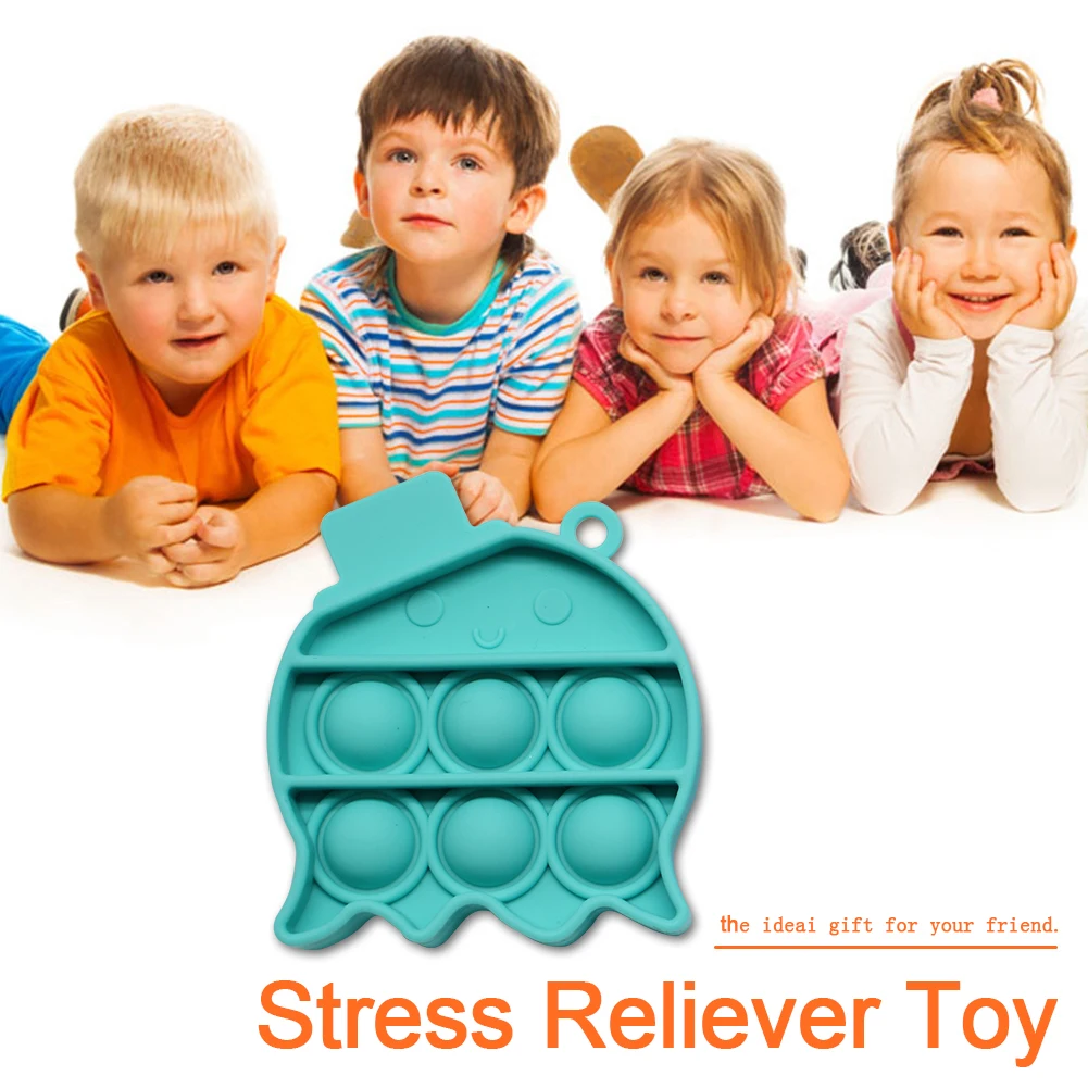 

Silicone Octopus Shape Push Bubble Keychain Sensory Toy Relaxing Educational Fidget Toys Parent-Child Interactive Game for Kids
