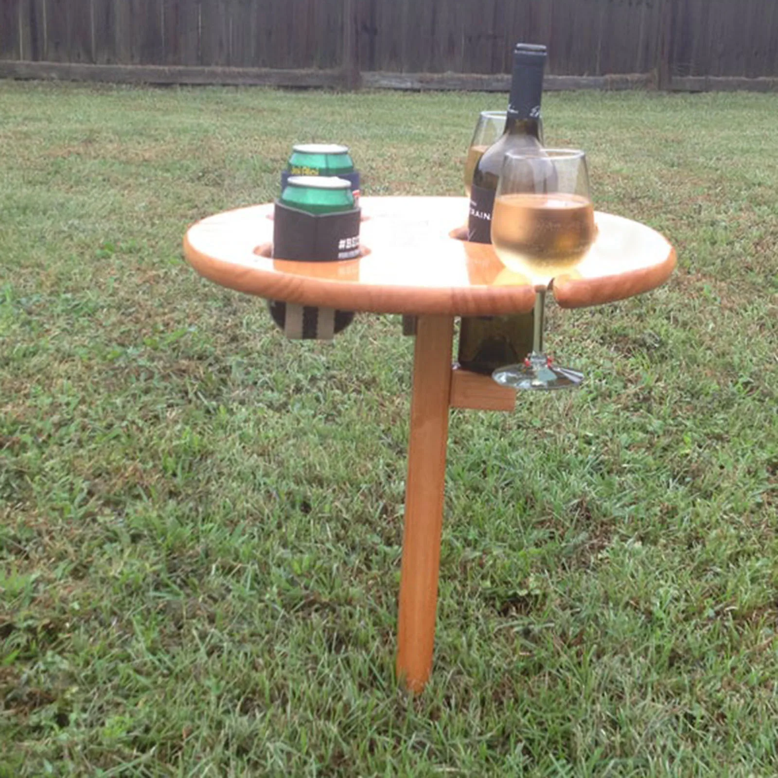 

Wine Holder Wooden Portable Table Beer and Wine Table Indoor & Outdoor Picnic Table Outdoor Party Table Holiday Party Decoration