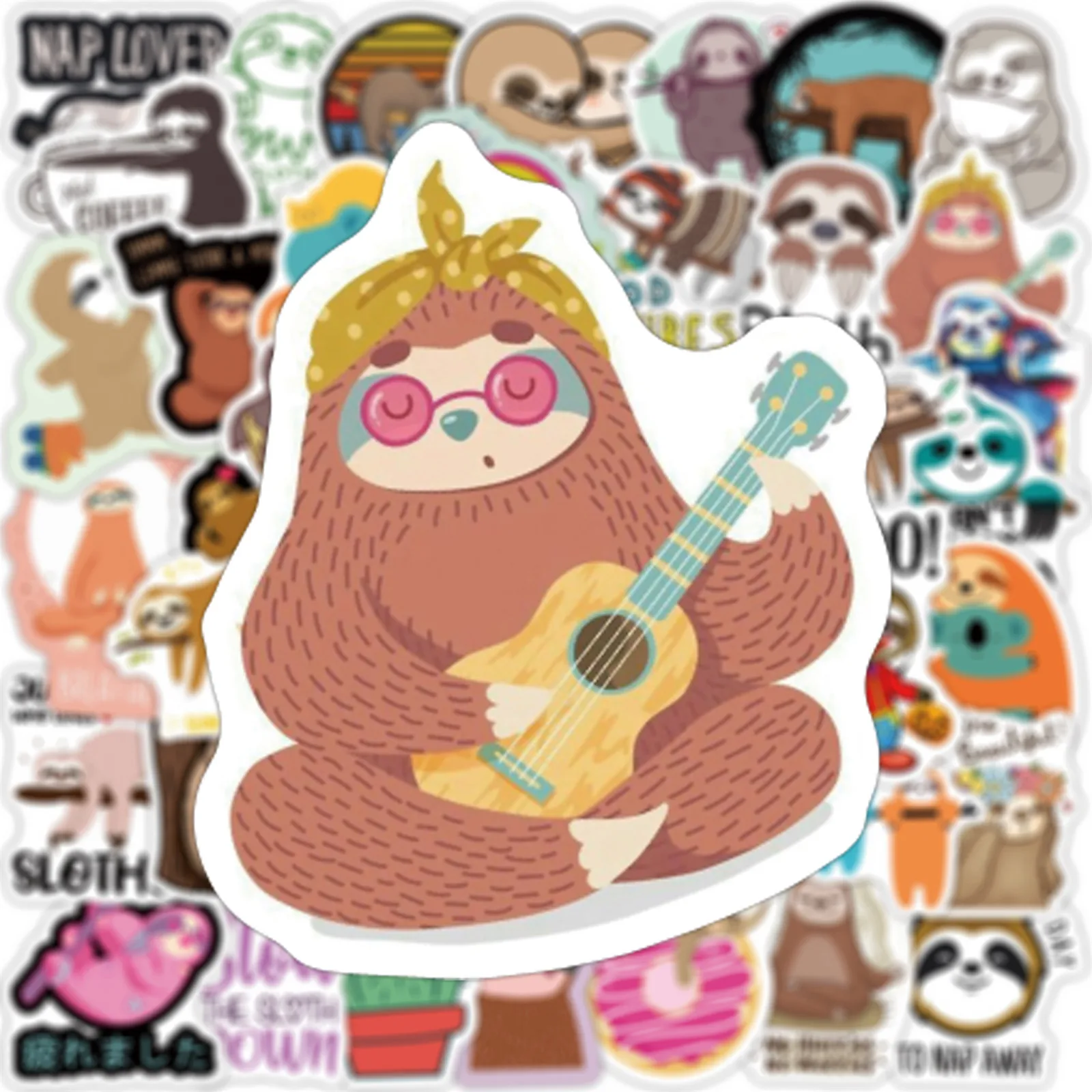 

100Pcs Sloth Stickers Waterproof Stickers for Laptop Luggage Hydroflasks Bike Phone Skateboard Car DIY PVC Graffiti Stickers
