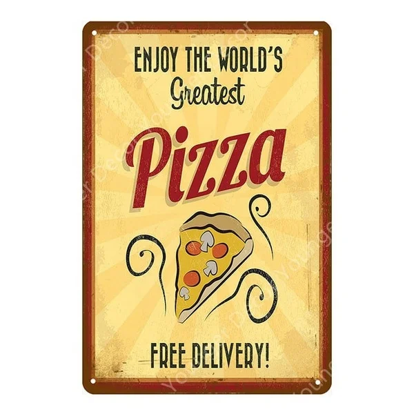 

Italian New York Style Pizza Poster Retro Fresh Popcorn Wall Decoration Metal Signs Home Kitchen Decor Vintage Plaques YI-147