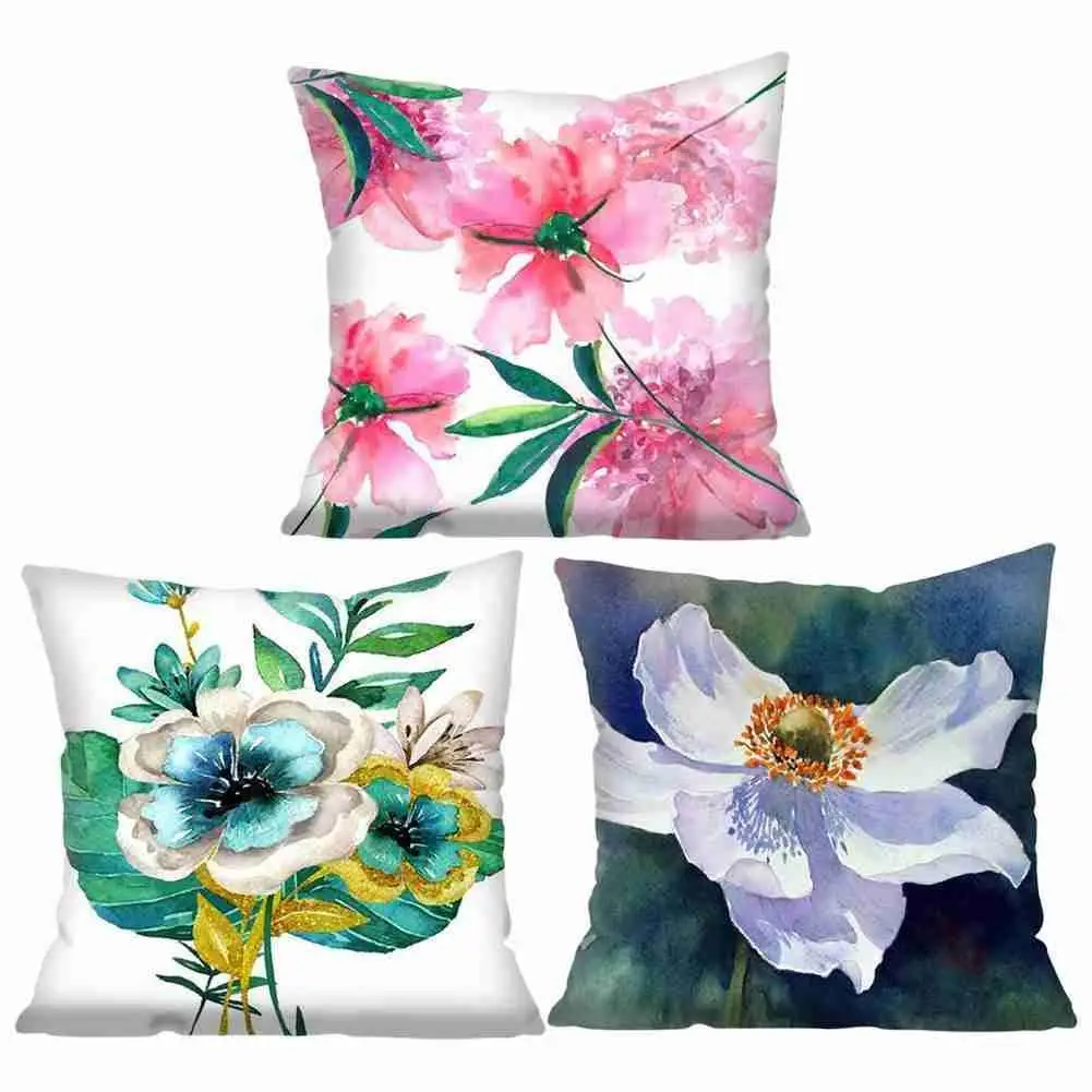 

Color Printing Cushion Cover Simplicity Leaves Decorative Pillowcase Home Decoration Pillowcase Sofa Car Cushion Cover