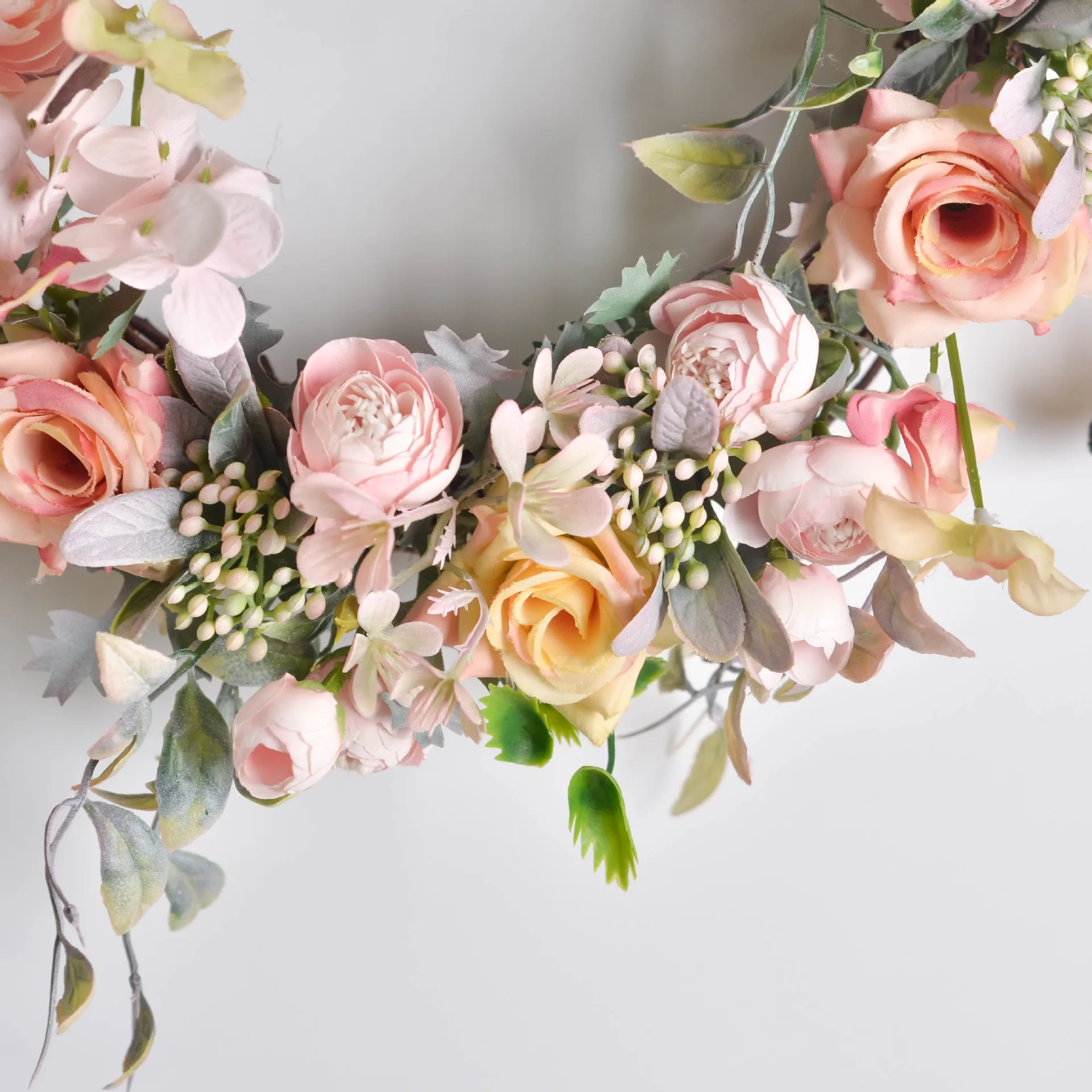 

Front Door Wreath Spring Summer Wreaths Door Hanging Wall Window Party Decoration Girls Room Ornaments Round Backdrop Flowers