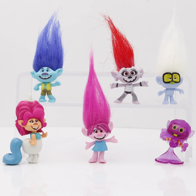 

6pcs/lot 6cm PVC Trolls Anime action & toy figures Kids