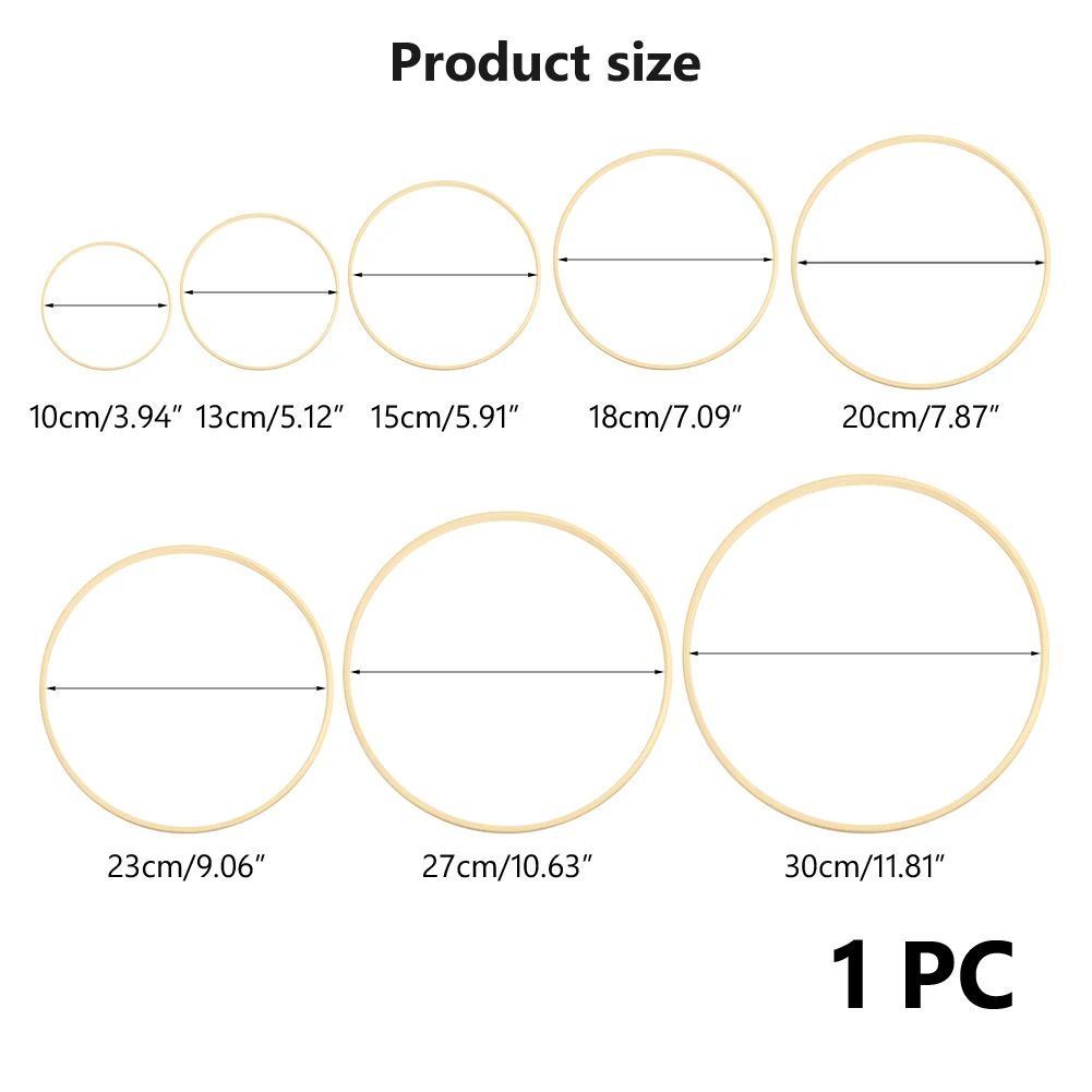 Деревянные кольца 10 30 см бамбуковые Цветочные обручи венок для макраме