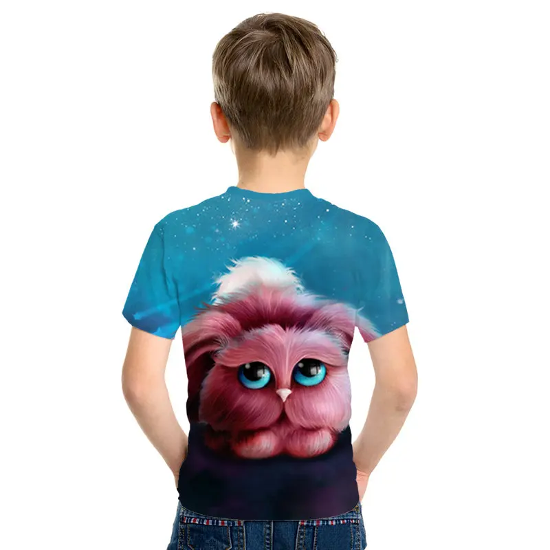 Забавная футболка с 3D ракетой и енотом Детская круглым вырезом изображением