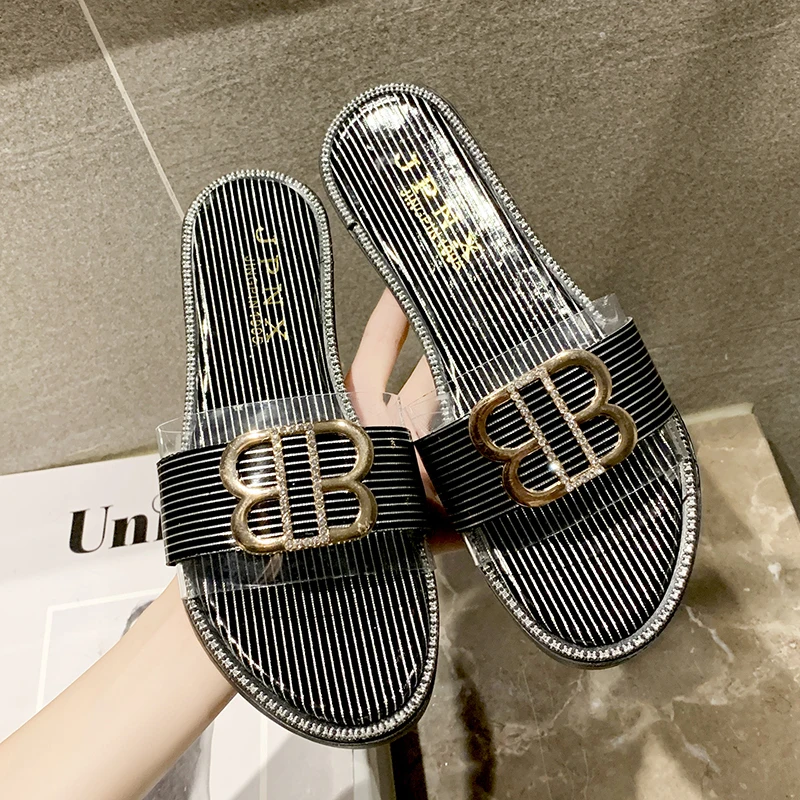 2020 Женские шлепанцы босоножки на плоской подошве повседневная обувь Уличная