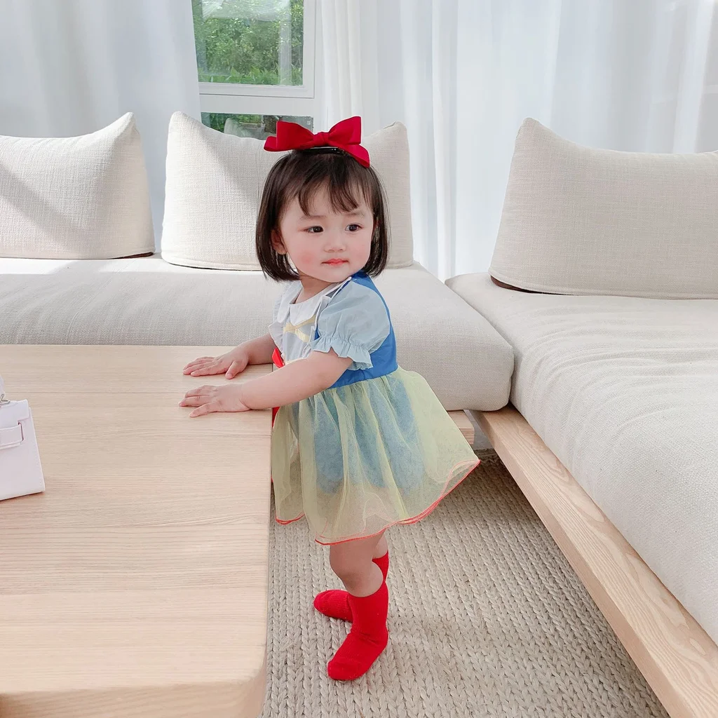 

2021summer Newborn Baby Girl Dress New Girl Short-sleeved Mesh Tutu Dresses Toddler Infant Girls Fluffy Gauze Skirt Romper