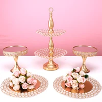 2tier gold plating cake stand set of 3pcs 7pcs round mirror top dessert cupcake stand