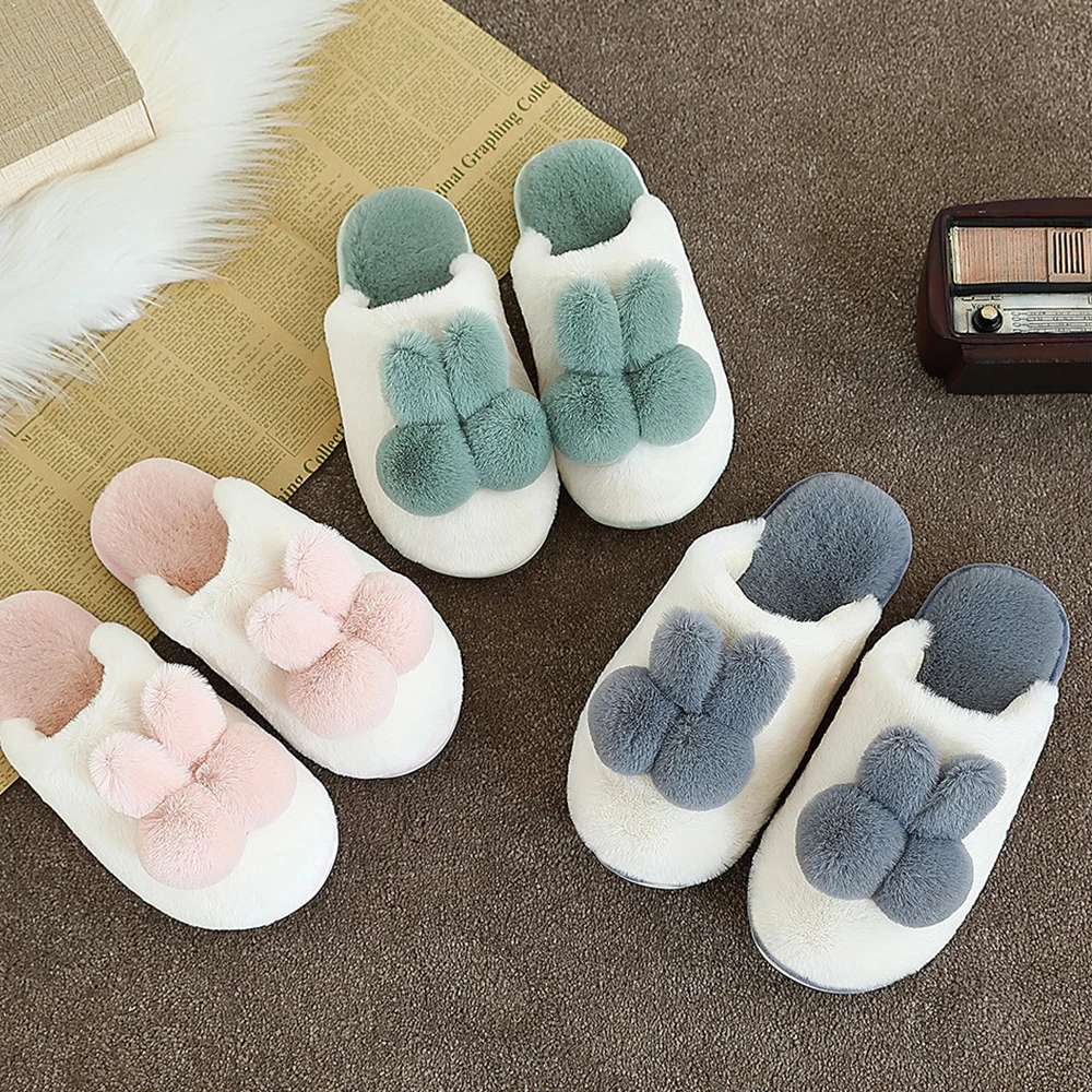 

Women Winter Warm Home Slippers Soft Plush Indoor House Cotton Shoes Waterproof Furry Non-Slip Bedroom Slides for Female