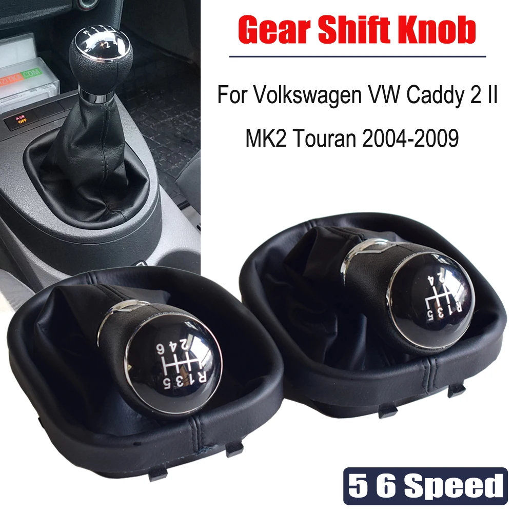 

5 6 Speed Shifter Car Leather Boot Gear Shift Knob Head Lever Cover Accessories For Volkswagen VW Caddy 2 II MK2 Touran