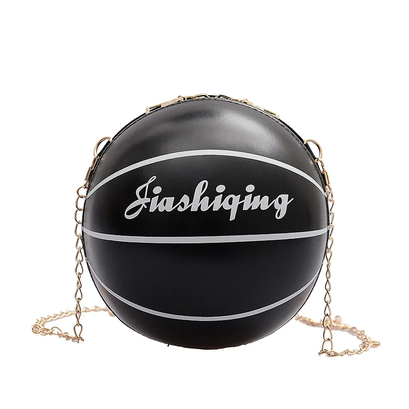 

Ms personality basketball circular single shoulder bag 2021 acrylic chain leisure small handbag PU leather bag