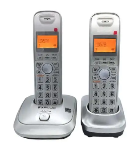 Two handsets Стационарный беспроводной телефон с ответной машиной Handfree, голосовая почта с подсветкой, ЖК-цифровой беспроводной телефон для офиса, дома, бизнеса - Цвет: Two handsets