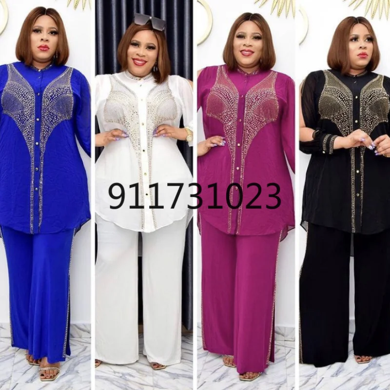 Two Pieces Sets for Women 2021 Autumn Spring African Long Sleeve Top and Pant Clothes | Тематическая одежда и униформа