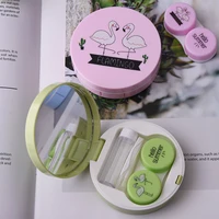 flamingo contact lenses case for lenses container contact lens cleaner lens travel mirror travel kit eyewear cases free shipping