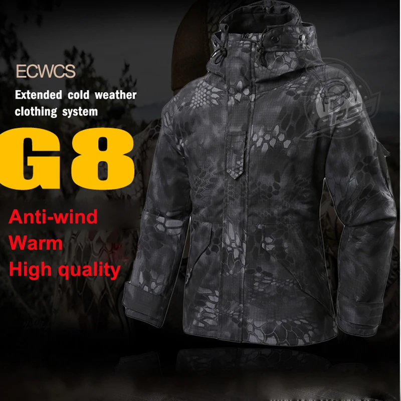 Флисовая M-65 зимняя куртка для охоты G8 ECWCS Softshell, Мужская ветровка с капюшоном Typhon, походная куртка с линнером