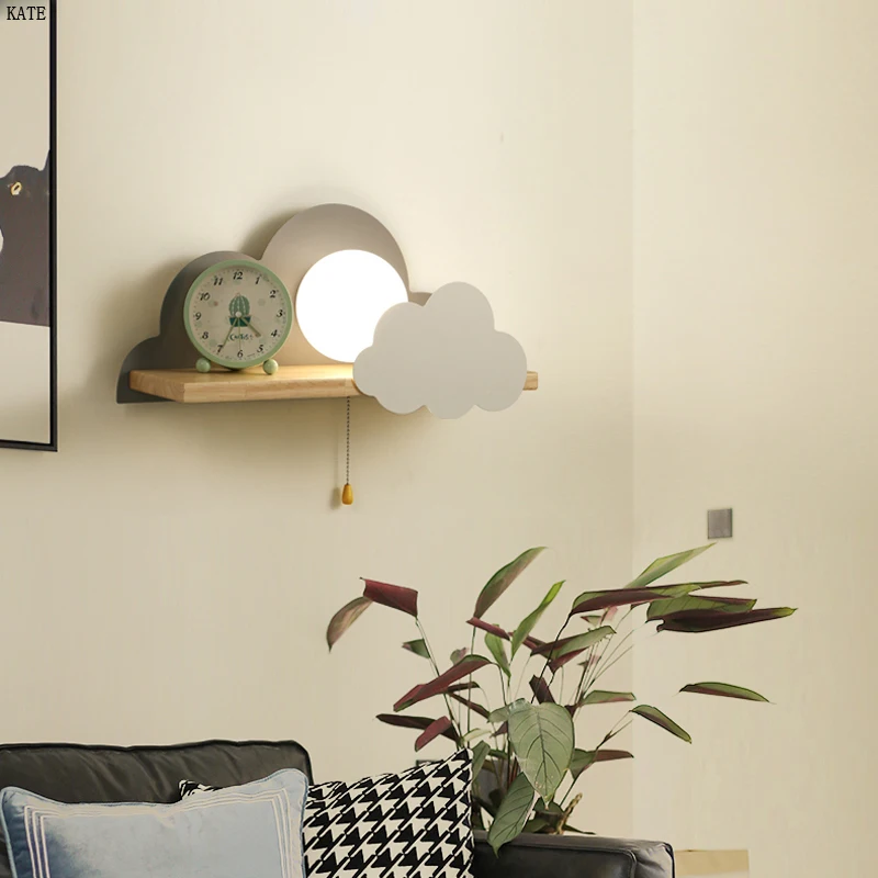 Детская светодиодная настенная лампа для спальни стеклянный абажур в форме