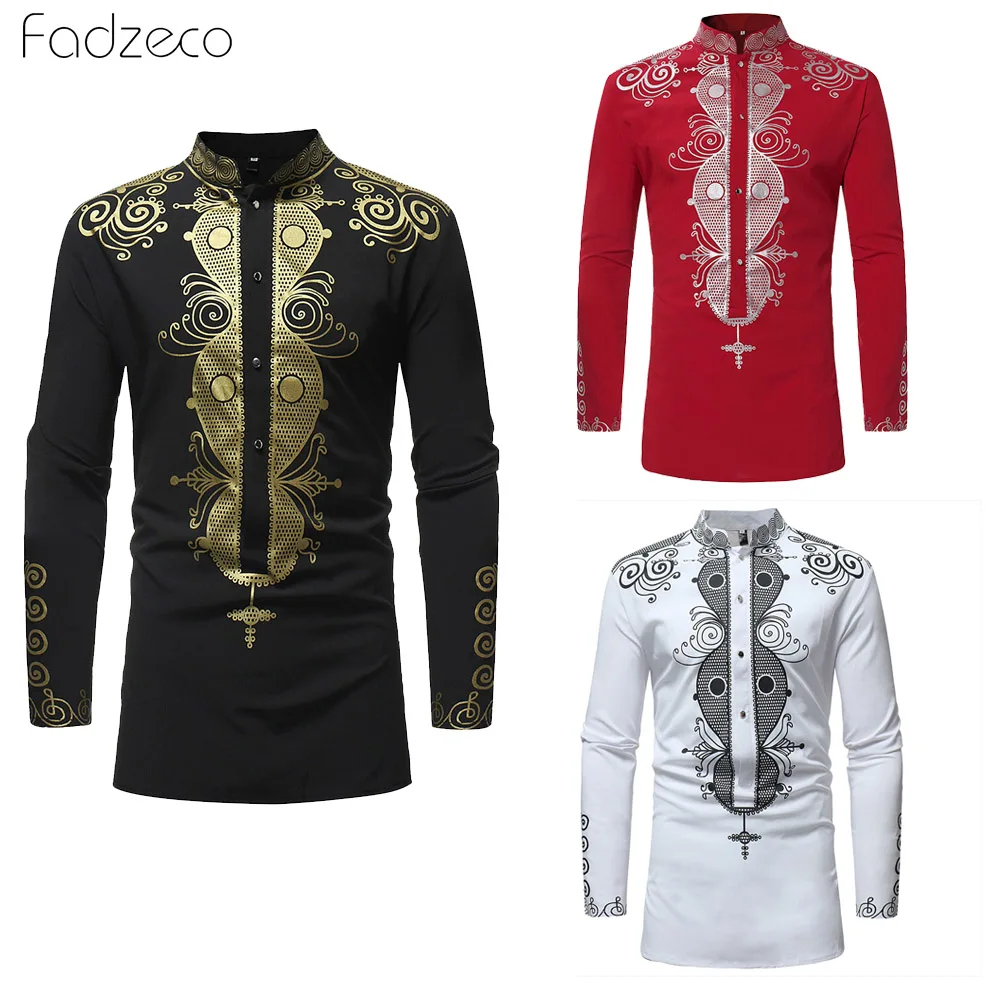 Мужская хипстерская рубашка Fadzeco Классическая в африканском стиле с принтом