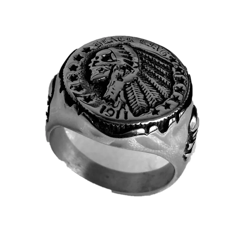 

Vintage Stainless Steel Indian Chief Rings for Motorcycle Party Steampunk Personality Cool Rings Men Jewelry