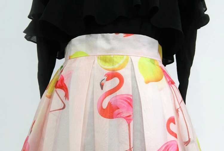 Милые юбки из органзы Женская летняя элегантная юбка с высокой талией и принтом