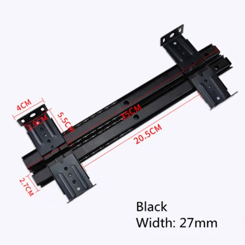 Computer Desk Drawer Orbit Keyboard Bracket Slide Rail Hoisting Crane Rail Bracket 2 Guide Rail - Цвет: Black Width 27cm