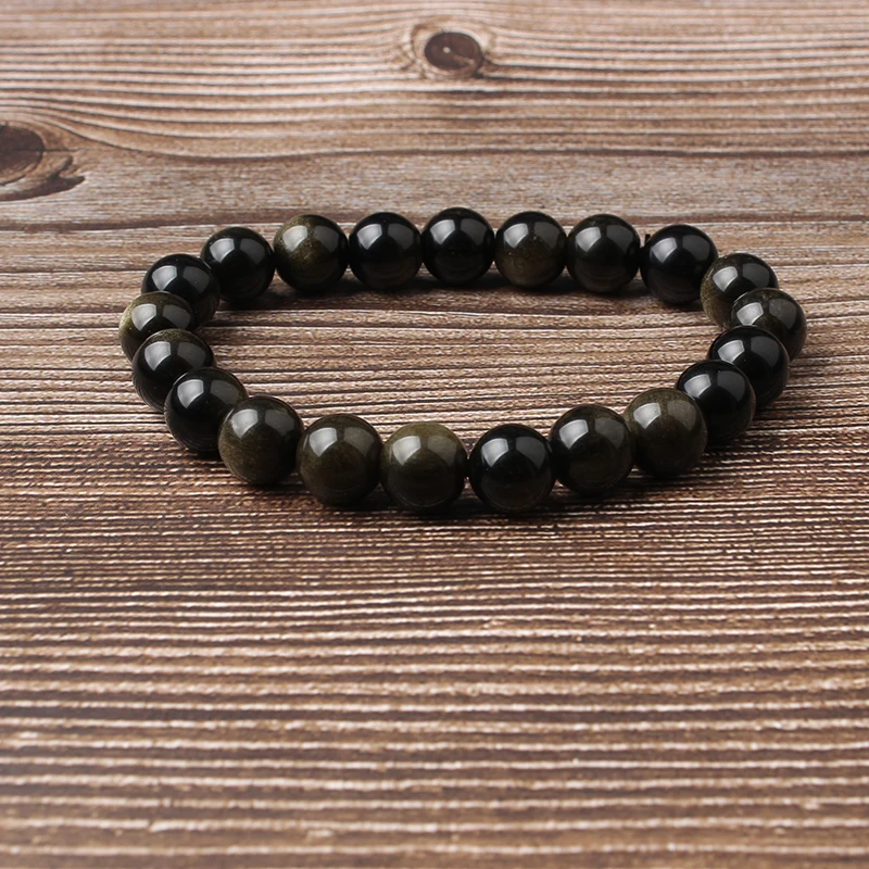 LanLi 6/8/10/12 мм натуральные ювелирные изделия Модные золотые пыль обсидиан