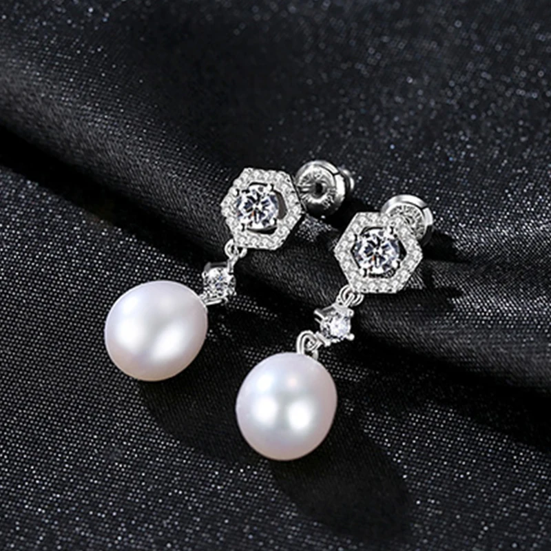 Женские серьги из серебра 925 пробы с натуральным пресноводным жемчугом |