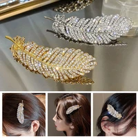 fashion leaf alloy diamond hairpin rim hair clip silver gold color leaves comb hairpins women girls party accessories clip