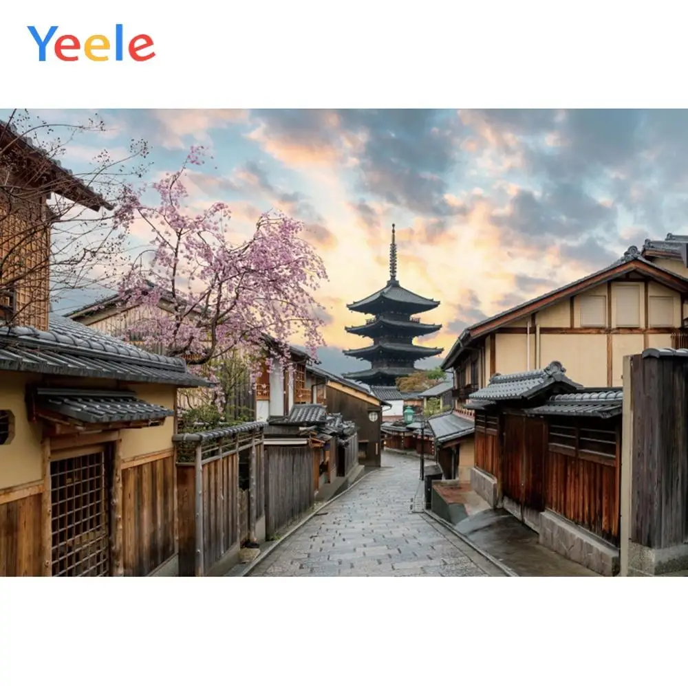 

Yeele Palace Tower Street Light Quiet Scenery Wooden House Props Photography Backgrounds Photographic Backdrops For Photo Studio