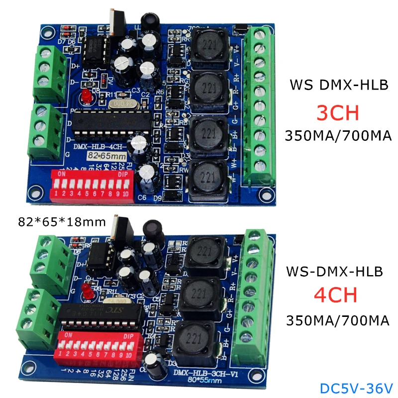 Декодер DMX512 DC5V 36V постоянный ток 350 мА 700 WS DMX HLB 3CH 350MA|Диммеры| |