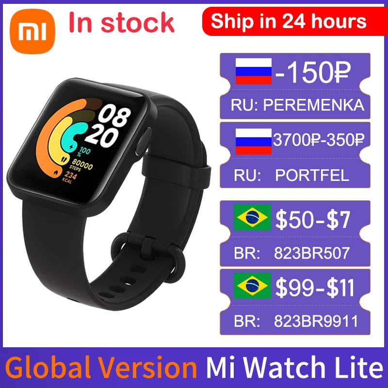 

Smart Watch Xiaomi Mi Watch Lite Bluetooth New GPS 5ATM Waterproof SmartWatch Fitness Heart Rate Monitor mi band Global Version