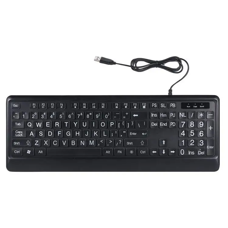 Illuminated Keyboard Large Print Backlit Wired Computer for Old Man | Компьютеры и офис