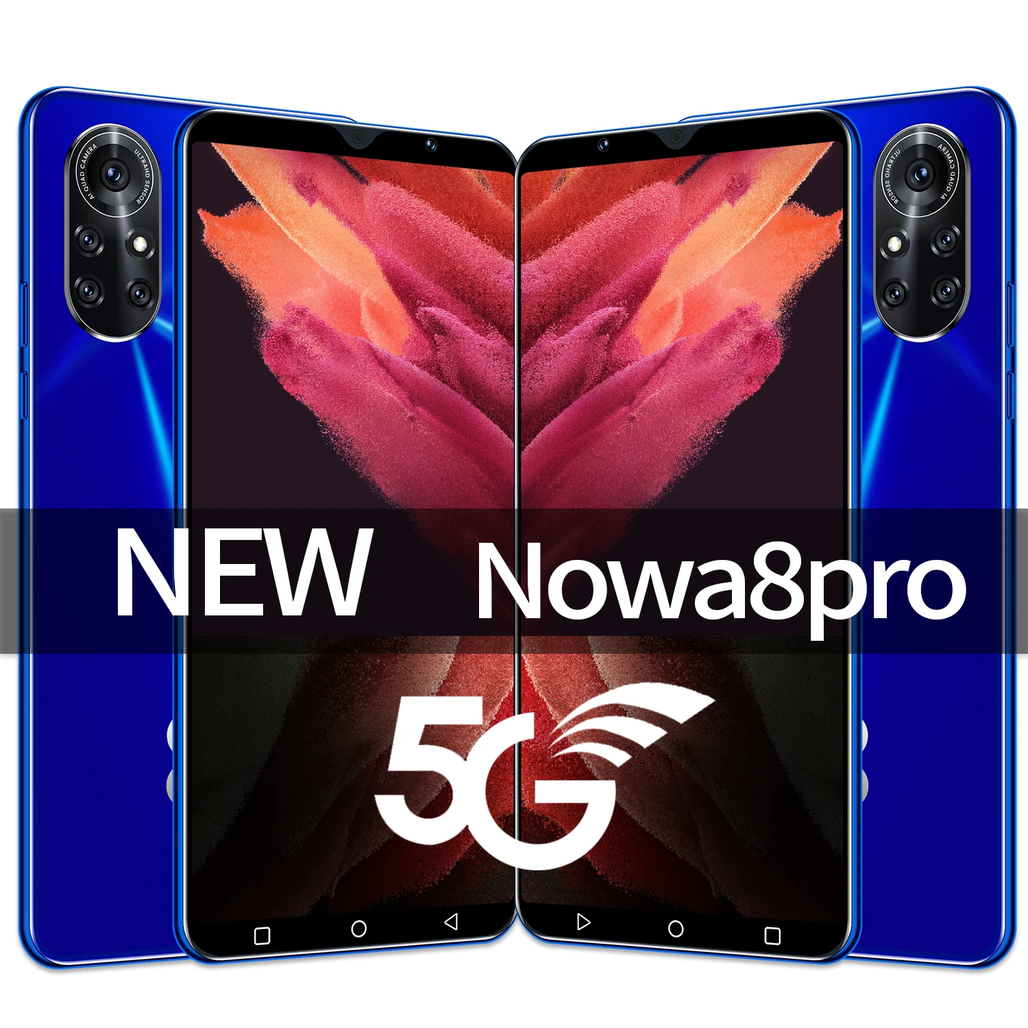 

Nowa8 pro 6.0 Inrinity-o screen Smartphone 5G 8+256GB 16+32MP 6800nAh Android 10 Face ID Fingerprint ID Android10 Dual SIM+Micro