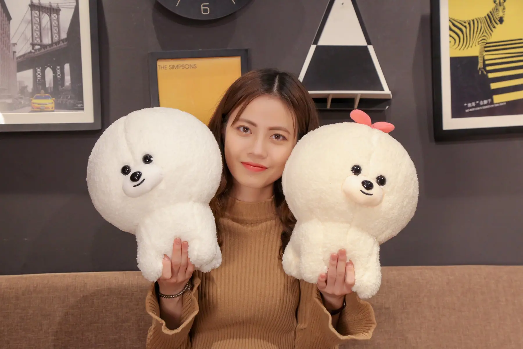 1 шт. Прямая поставка новинка Милая Белая собака пара Bichon плюшевые игрушки для