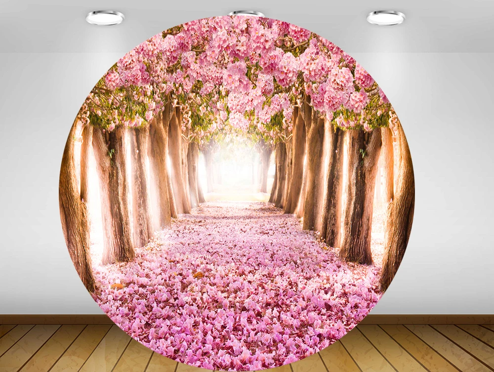 Круглая Панель фон круг Розовый Вишневый цветок дерево Принцесса Девочка Душ