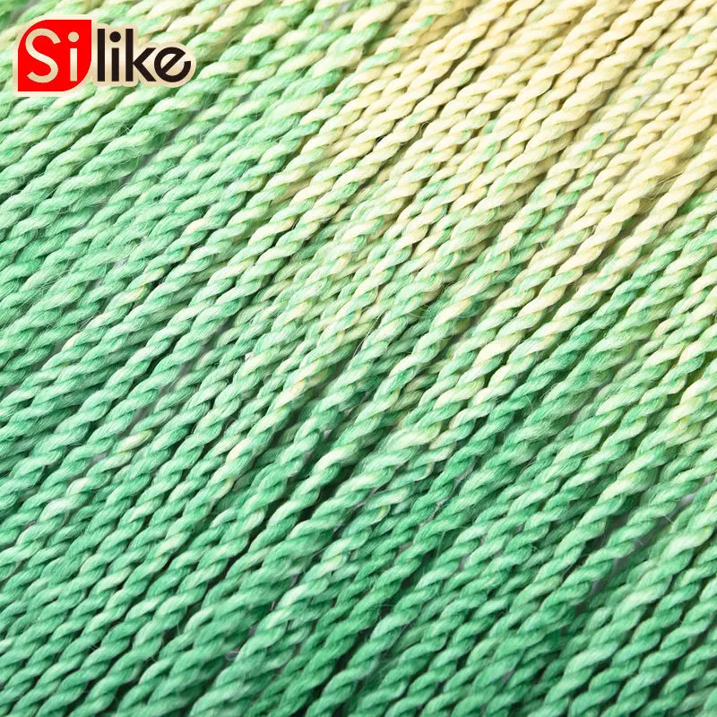 Silike, 24 дюйма, Омбре, Сенегальские, крученые волосы, вязанные крючком, косички, 30 корней, предварительно петлевые, синтетические, с вырезами, плетеные волосы для женщин