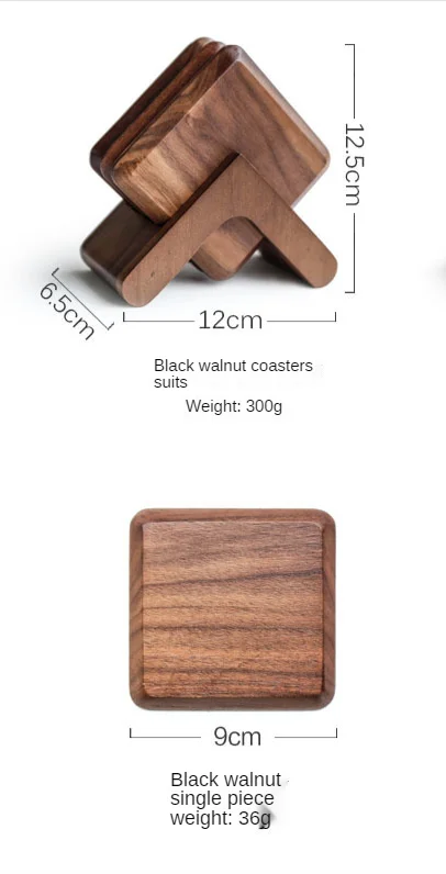 

Square Black Walnut Solid Wood Tea Coaster Beech Wood Heat Insulation Pad Cup Holder Coffee Cup Mat Heat-proof Mat Tea Gift