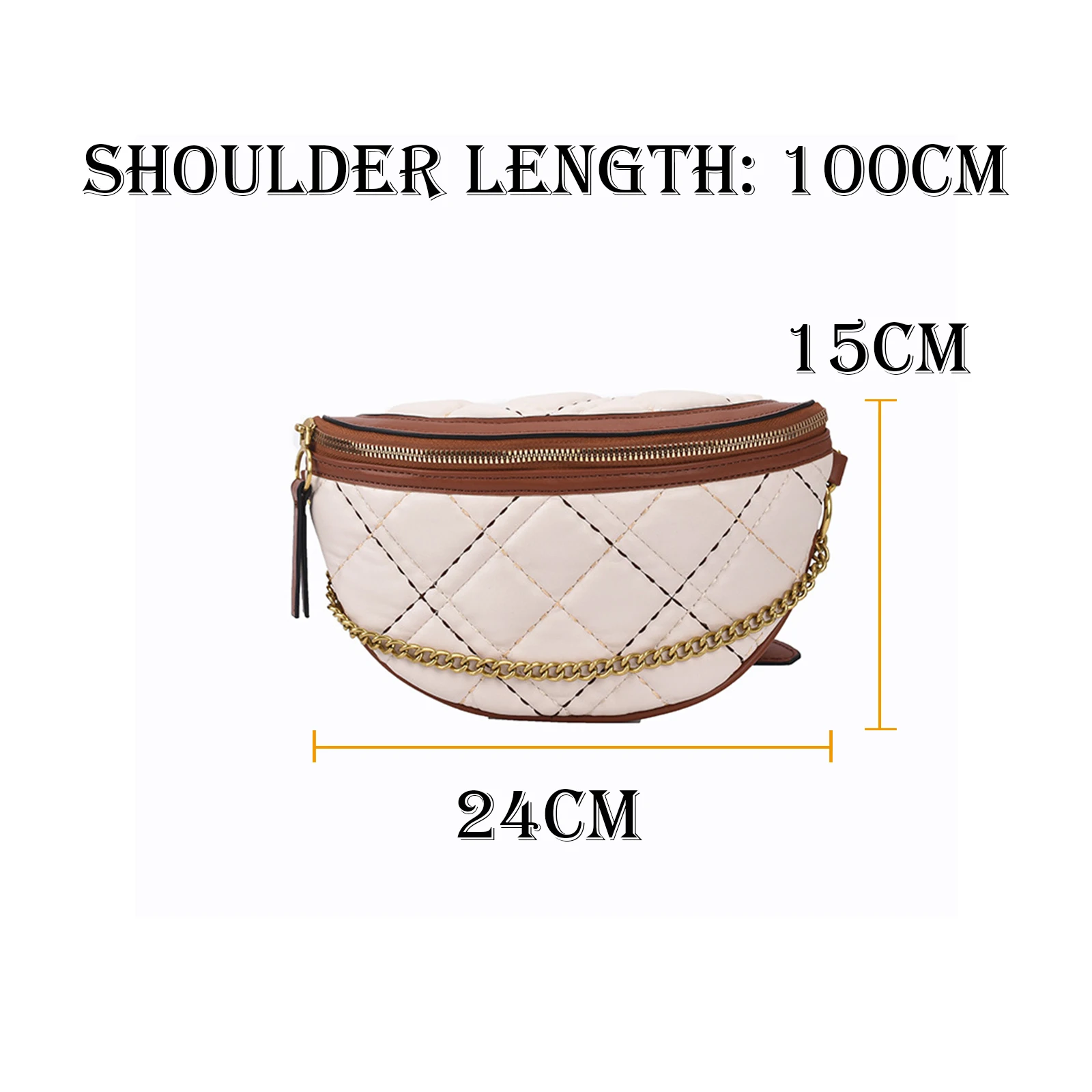 

2021 Summer Women Shoulder Plaid Fashion Saddle Chest Bag Practical Panelled Zipper Lady Metal Chain Female Bag WB4102