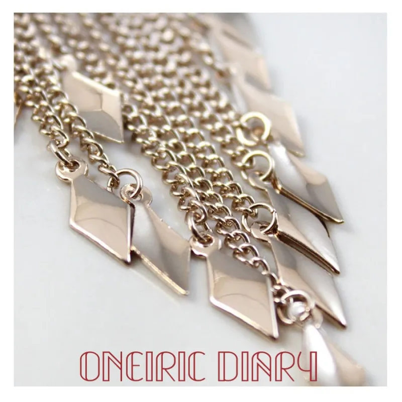 ONEIRIC Элегантное ожерелье с кисточкой голубым цветком и золотом Длинная кожаная